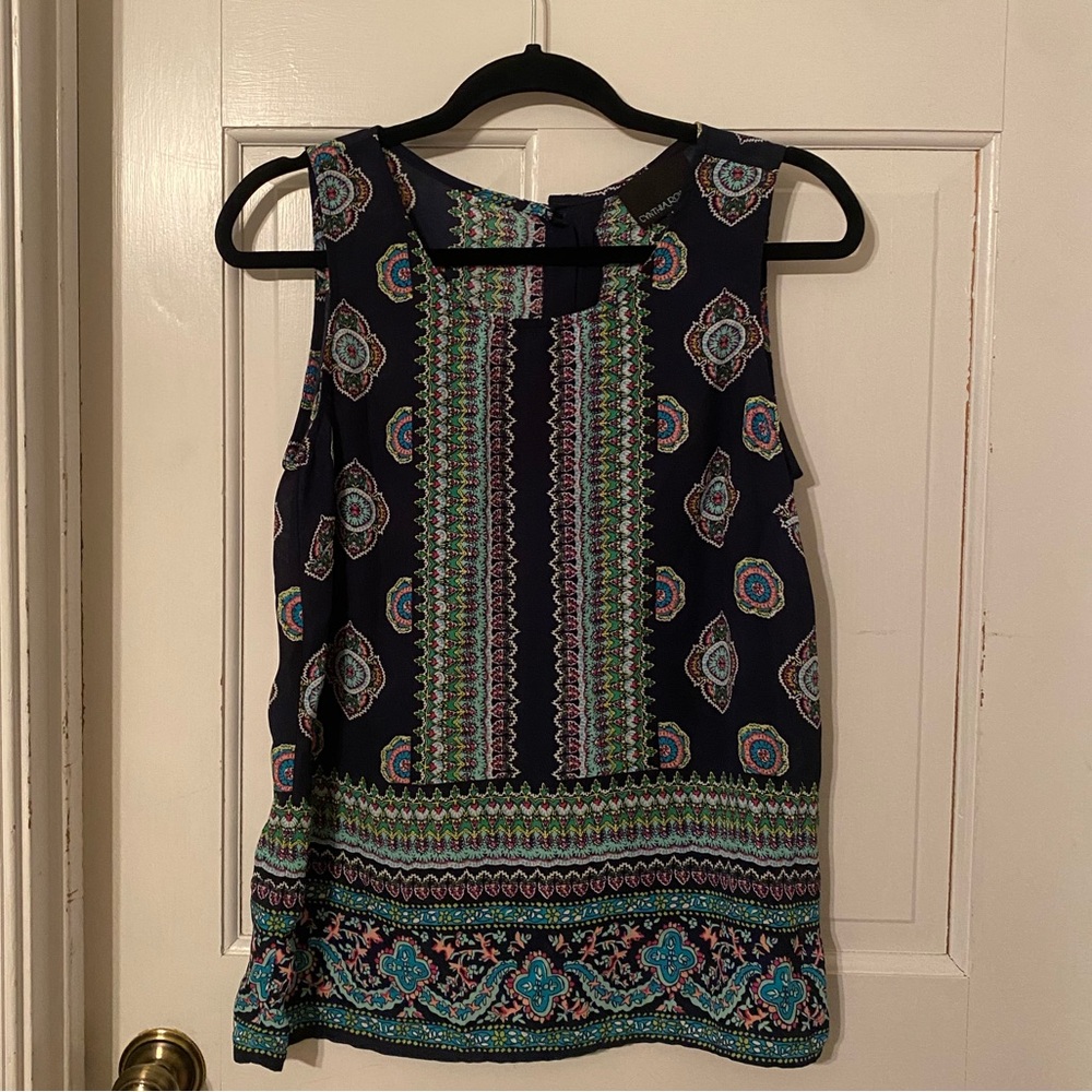 Cynthia Rowley Patterned Tank Blouse sz M